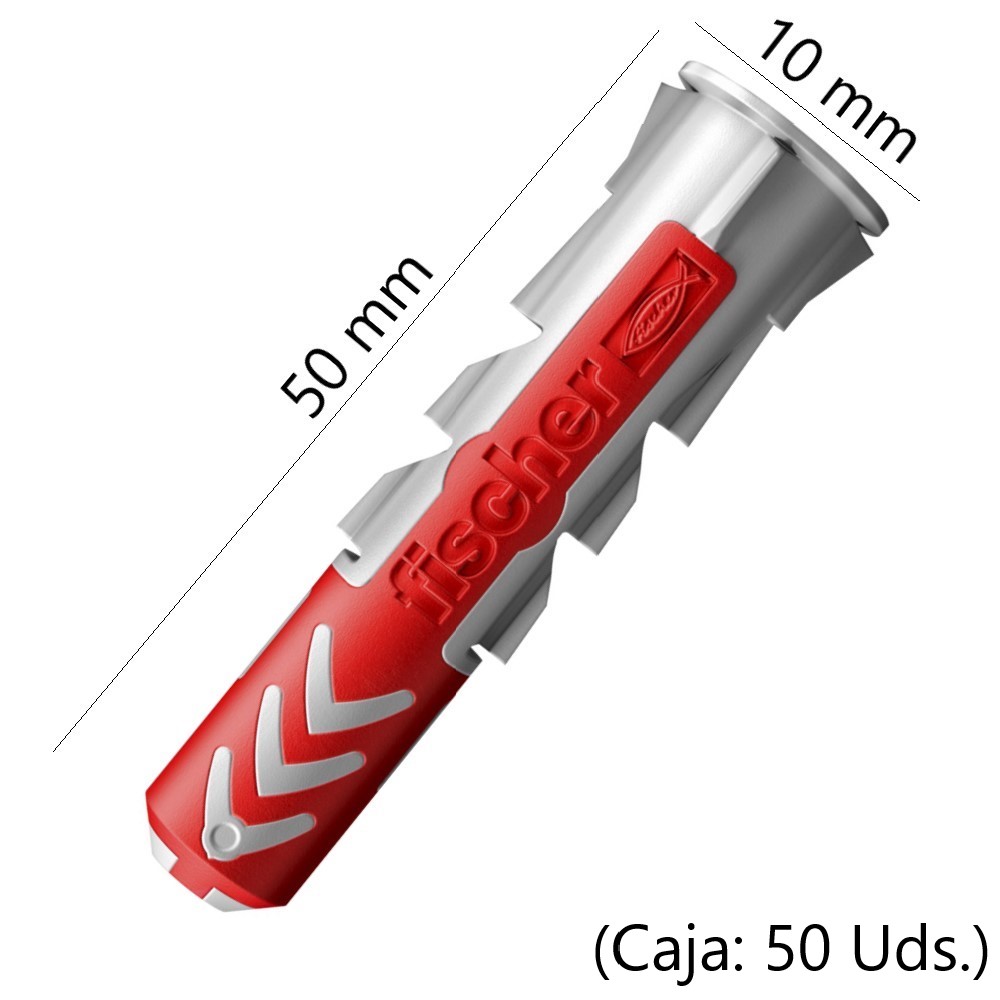 Tacos Fischer DuoPower 50mm x 10mm. (Caja 50 Uds.) (Multiusos 3 en 1).