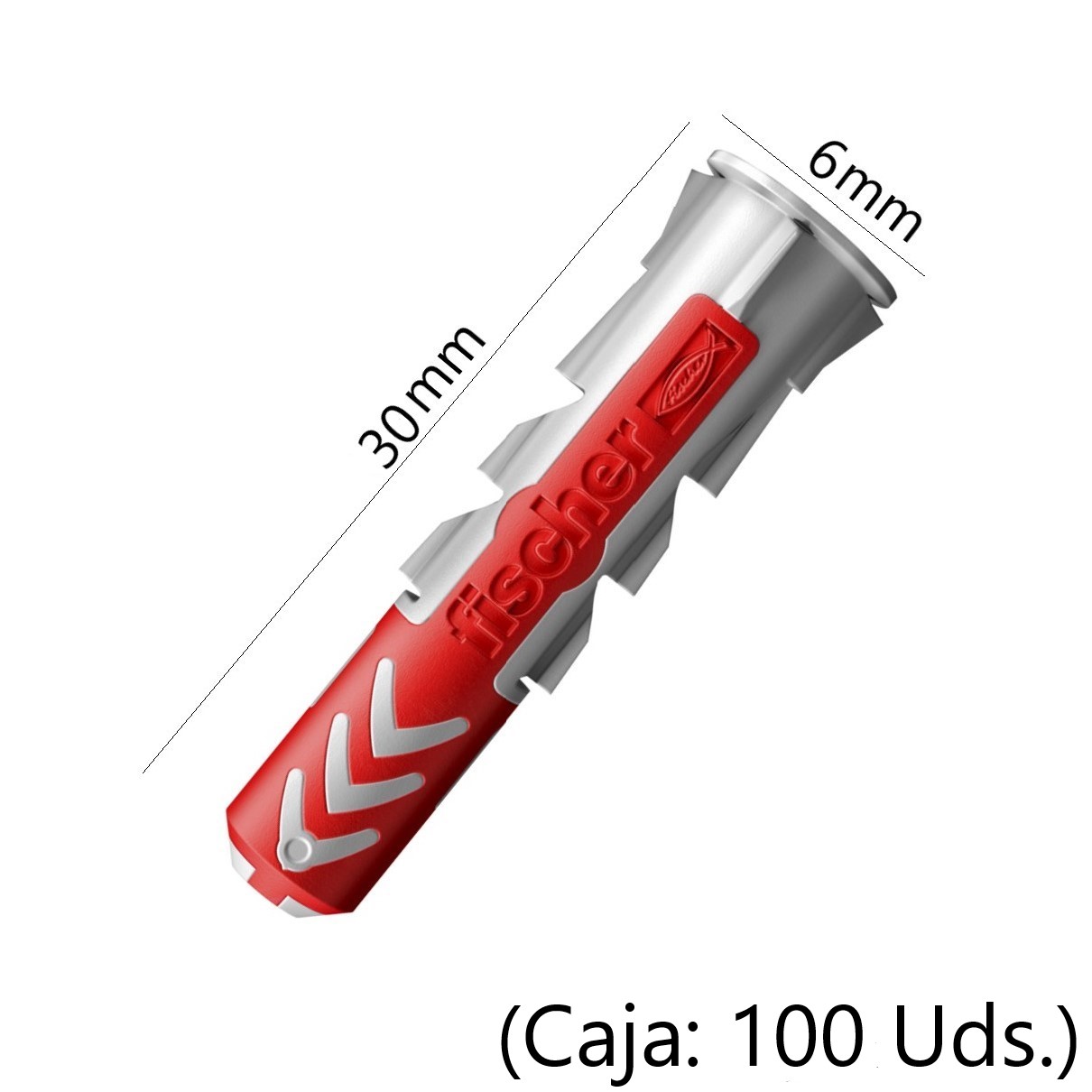 Tacos Fischer Duopower 30mm x 6mm. (Caja 100 Uds.) (Multiusos 3 en 1).