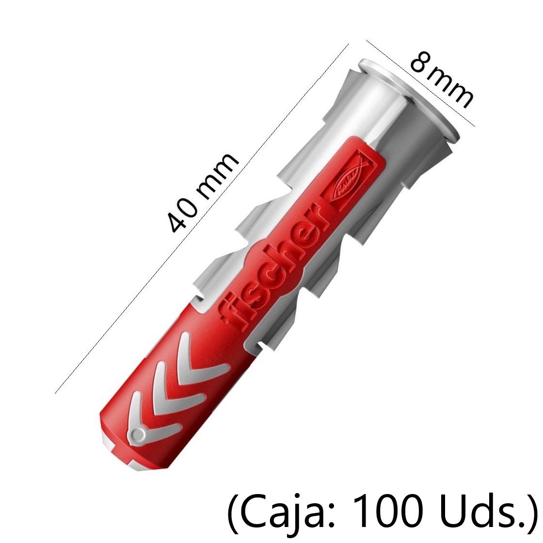 Tacos Fischer Duopower 40mm x 8mm. (Caja 100 Uds.) (Multiusos 3 en 1).
