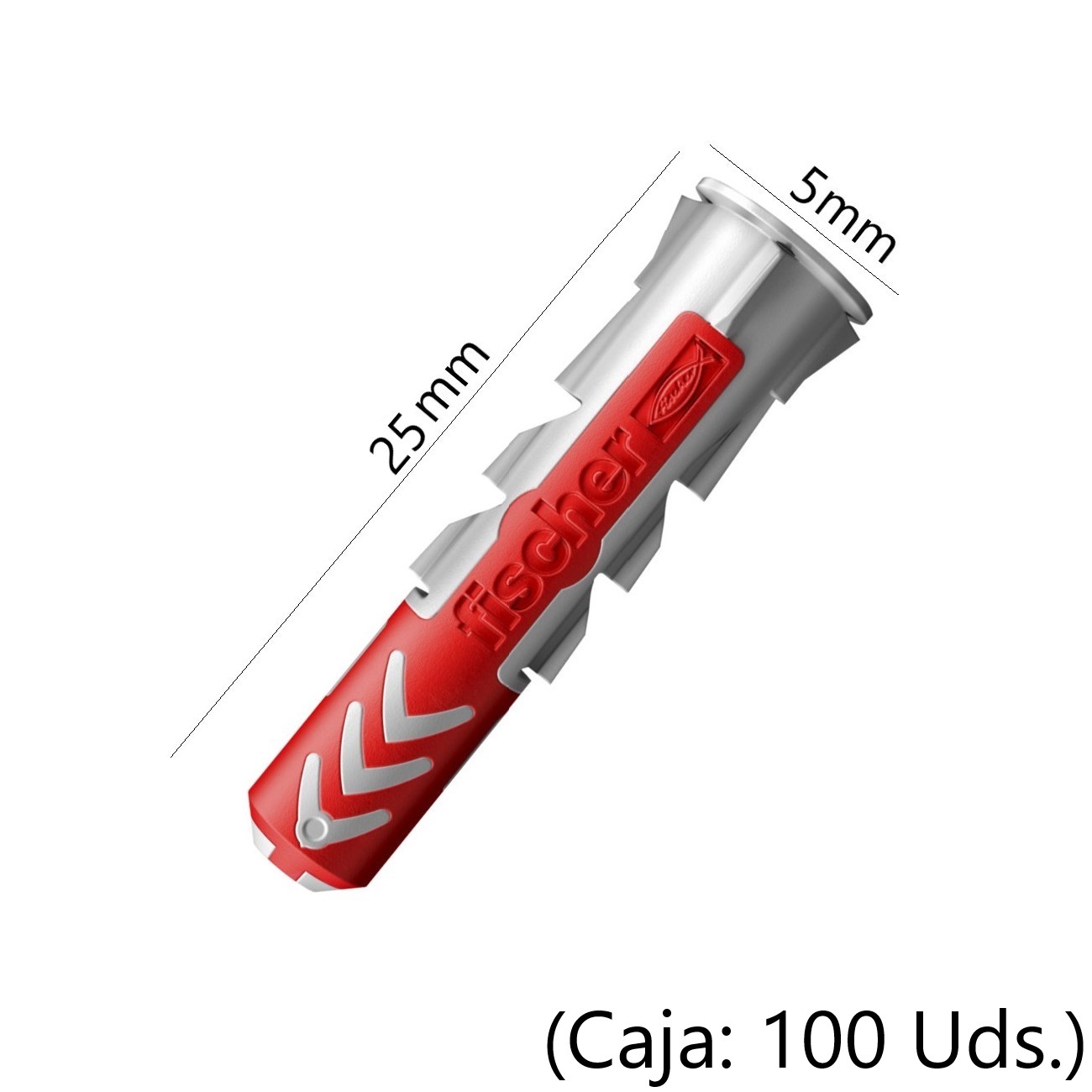Tacos Fischer DuoPower 25mm x 5mm. (Caja 100 Uds.) (Multiusos 3 en 1).